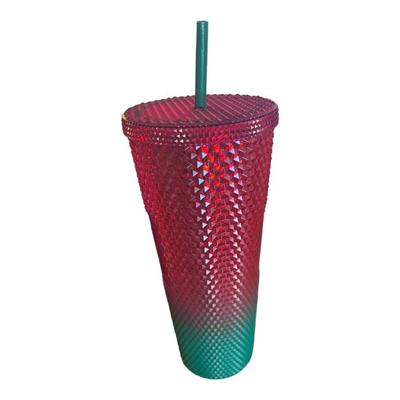 Starbucks Disney Christmas Cup Mickey Studded Tumbler 24 oz Venti Red Green - Picture 3 of 11